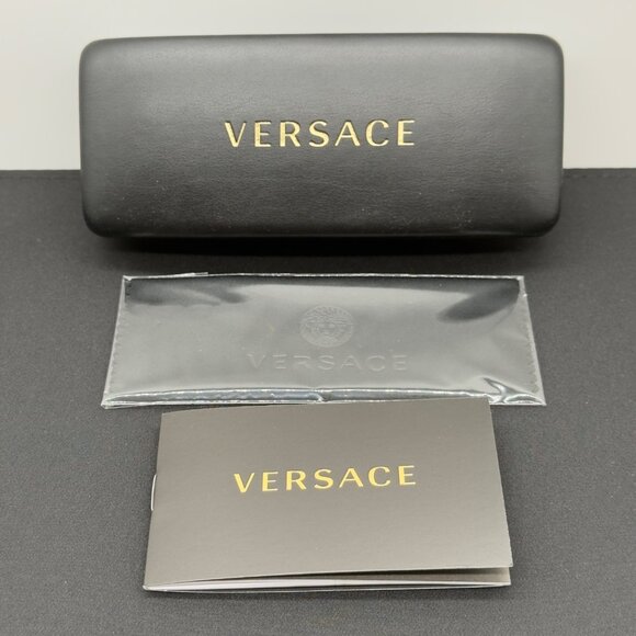 Versace Sunglasses Eyeglasses Black Medium Hard Case Cloth New Authentic - Picture 1 of 2